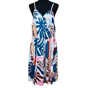 Cherfly NWT Tropical Floral Lightweight Spaghetti Strap Dress Size XL